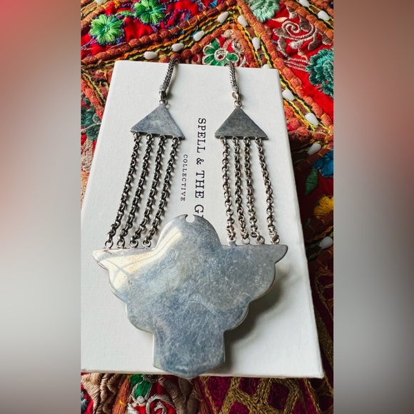 SOLD Spell And The Gypsy Dark Side of the Moon  Necklace Turquoise Stone Silver - Picture 2 of 11